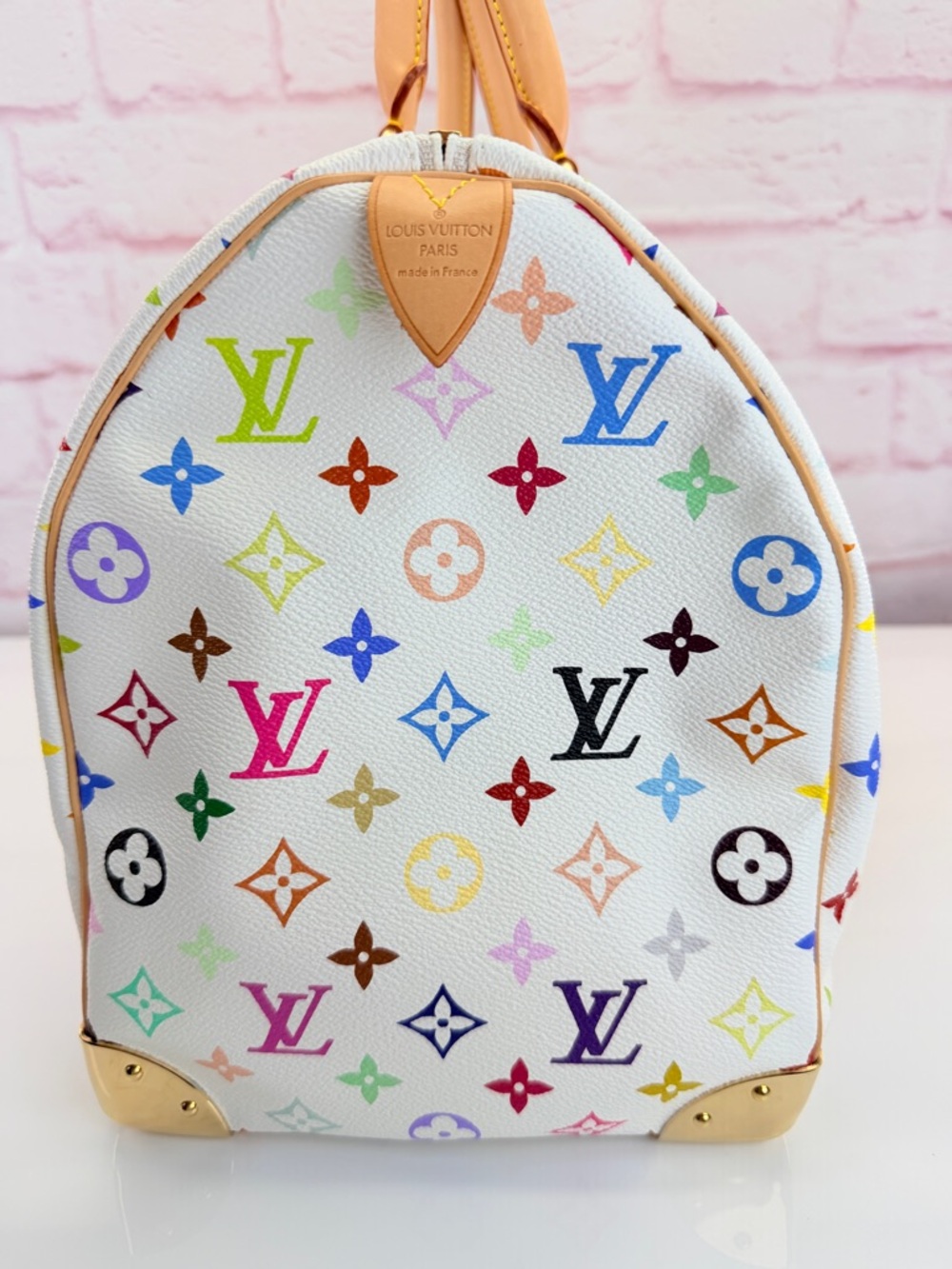 Louis Vuitton Multicolor Murakami Monogram White Canvas Keepall 2003 45 - Picture 9 of 16